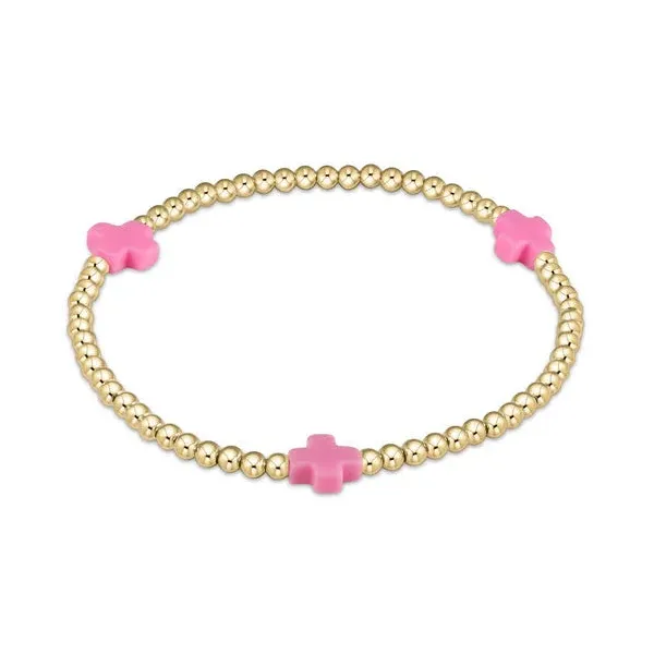 E NEWTON SIGNATURE CROSS 3MM BEAD BRACELET--BRIGHT PINK Puckett's Fine Jewelry Benton, KY