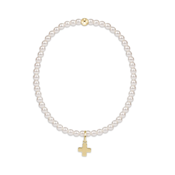 ENEWTON EXTENDS - CLASSIC PEARL 3MM BRACELET- SIGNATURE CROSS GOLD CHARM Puckett's Fine Jewelry Benton, KY
