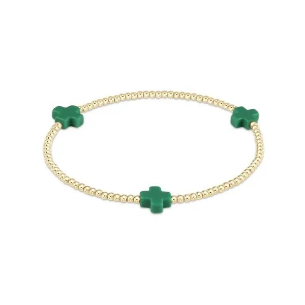 ENEWTON SIGNATURE CROSS GOLD, 2MM BEAD BRACELET, EMERALD GREEN Puckett's Fine Jewelry Benton, KY