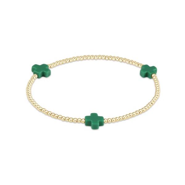 ENEWTON SIGNATURE CROSS GOLD, 2MM BEAD BRACELET, EMERALD GREEN Puckett's Fine Jewelry Benton, KY