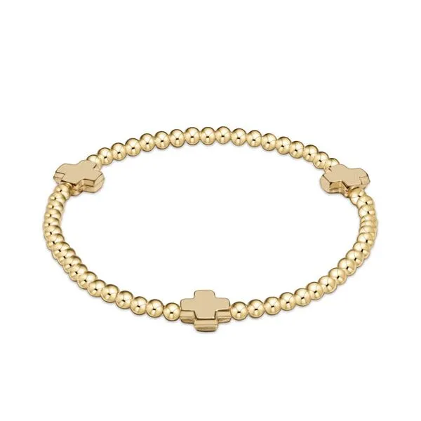 ENEWTON EGIRL SIGNATURE CROSS GOLD PATTERN 3MM BEAD BRACELET - GOLD Puckett's Fine Jewelry Benton, KY
