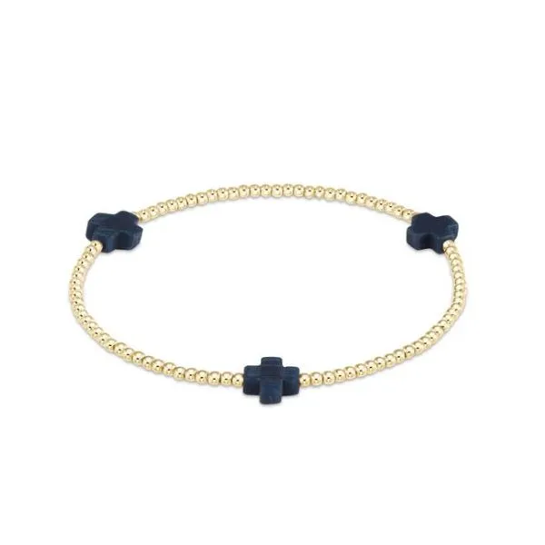 ENEWTON SIGNATURE CROSS GOLD, 2MM BEAD BRACELET, NAVY Puckett's Fine Jewelry Benton, KY
