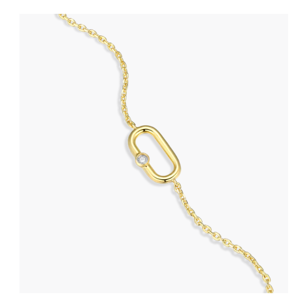 Monte Luna Mini Paperclip Lab Created Diamond Accent Bracelet, Sterling SIlver/Yellow Gold Plated Puckett's Fine Jewelry Benton, KY