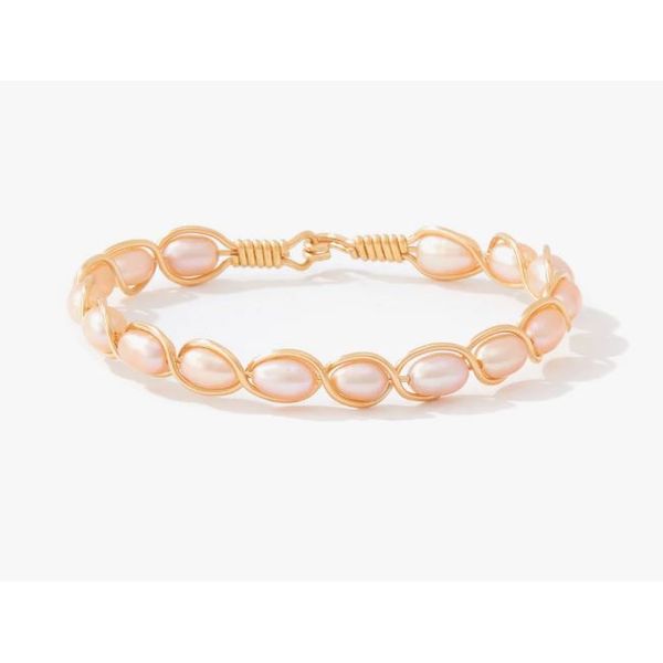 Ronaldo Natural Charm Bracelet, Pink Pearl, 14K Gold Artisan Wire, 7