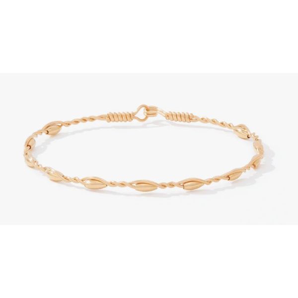 Ronaldo Graceful Bracelet, Yellow Gold-Filled Artisan Wire With Silver Oblong Beads, 7 Puckett's Fine Jewelry Benton, KY