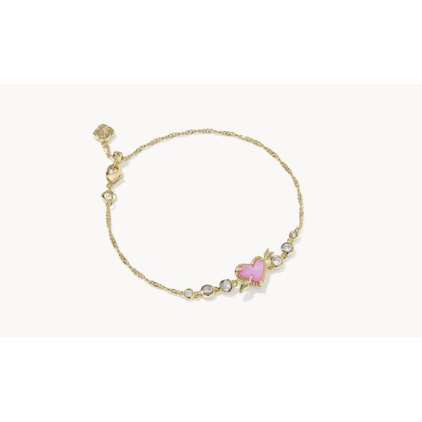Kendra Scott Ari Heart Arrow Tennis Bracelet, Gold Tone Pink Opalescent Puckett's Fine Jewelry Benton, KY