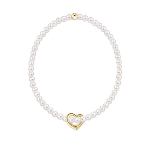 ENEWTON CLASSIC PEARL 3MM BRACELET, LOVE GOLD CHARM Puckett's Fine Jewelry Benton, KY