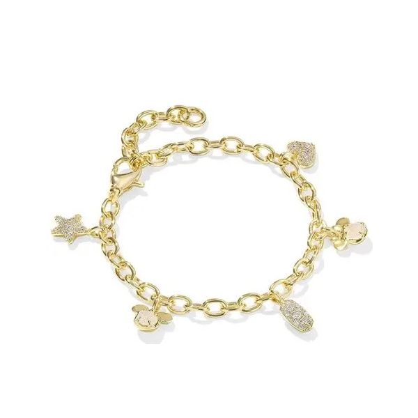 KENDRA SCOTT MICKEY MINNIE CHARM BRACELET GOLD IRIDSCNT WHITE MIX Puckett's Fine Jewelry Benton, KY