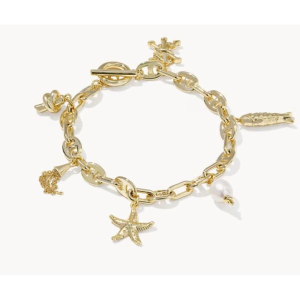 Kendra Scott Parker Charm Bracelet Gold Tone Freshwater Cultured Pearl Puckett's Fine Jewelry Benton, KY