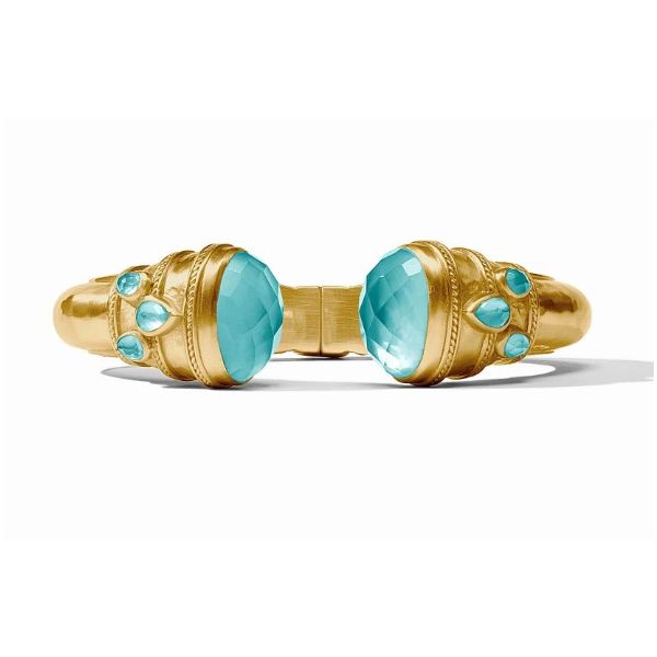 Julie Vos Gold Plated Cannes Cuff- Iridescent Bahamian Blue - One Size Puckett's Fine Jewelry Benton, KY