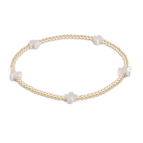 signature cross small 2mm gold bracelet white Puckett's Fine Jewelry Benton, KY
