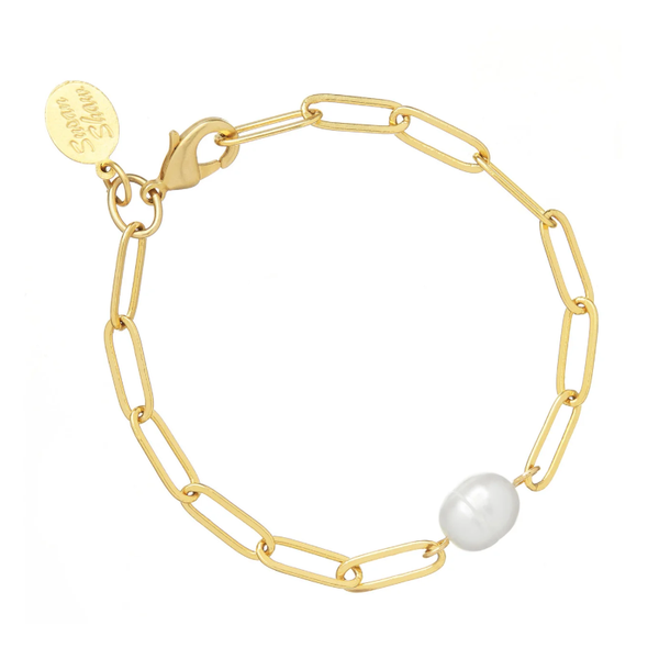 Susan Shaw Penny Paperclip Bracelet with Freshwater Pearl Puckett's Fine Jewelry Benton, KY