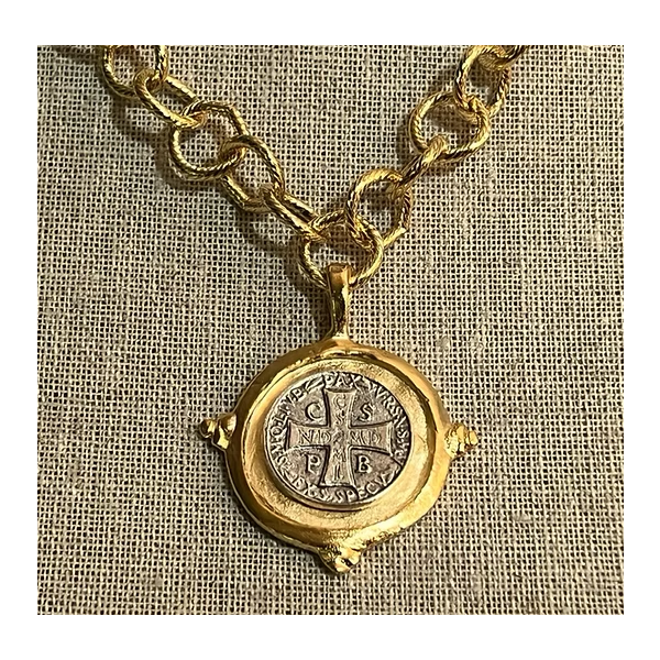 Susan Shaw Gold St. Benedict Cross Chain Bracelet Puckett's Fine Jewelry Benton, KY