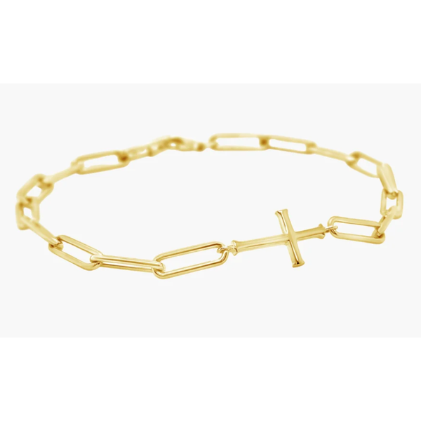 Rizen 18K Gold Plated Chain Breaker Cross Paperclip BraceletRizen 18K Gold Plated Chain Breaker Cross Paperclip Bracelet Puckett's Fine Jewelry Benton, KY