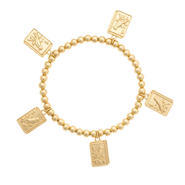 Canvas Syle Bird Bam 24K Plated Ball Bead Stretch Bracelet Puckett's Fine Jewelry Benton, KY