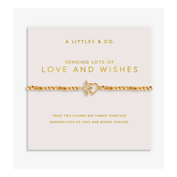A Little and Co Stretch Bracelet- Sending Lots of Love and Wishes - Gold Tone Puckett's Fine Jewelry Benton, KY