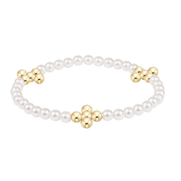 beaded 4mm gold signature cross 4mm pearl bracelet Puckett's Fine Jewelry Benton, KY
