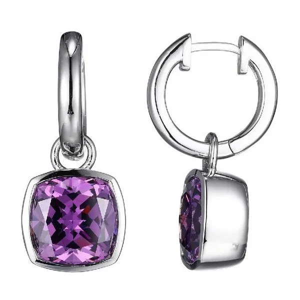 Charles Garnier Sterling Silver Earrings Purple Cushion Shape Stone Puckett's Fine Jewelry Benton, KY