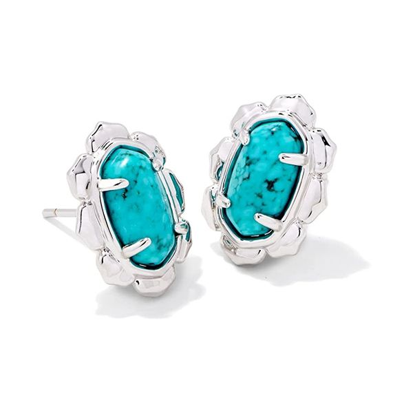 Kendra Scott Silver Tone Variegated Turquoise Fashion Earring Puckett's Fine Jewelry Benton, KY