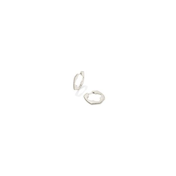 Kendra Scott Mallory Huggie Silver Tone White Crystal Fashion Earring Puckett's Fine Jewelry Benton, KY