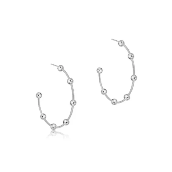 E NEWTON BEADED SIMPLICITY 1.5" STERLING POST HOOP - 4MM STERLING Puckett's Fine Jewelry Benton, KY