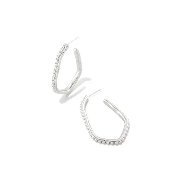 KENDRA SCOTT LONNIE BEADED HOOP EARRING SILVER TONE Puckett's Fine Jewelry Benton, KY