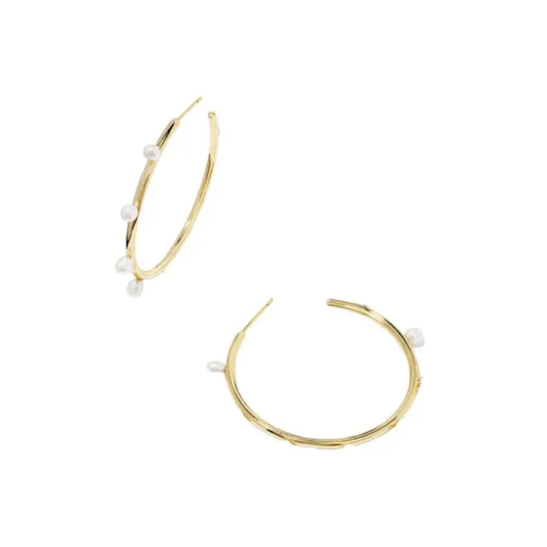 Kendra Scott Leighton Pearl Hoop Earring Gold Tone White Pearl Puckett's Fine Jewelry Benton, KY