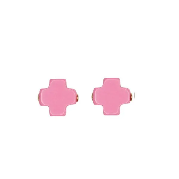 E NEWTON SIGNATURE CROSS STUD EARRINGS--HOT PINK Puckett's Fine Jewelry Benton, KY