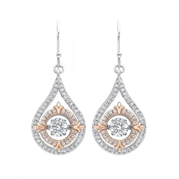 Sterling Silver/Rose Plated Rhythm of Love Drop Earrings With Cubic Zirconia Puckett's Fine Jewelry Benton, KY
