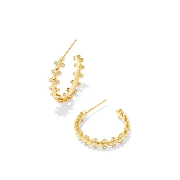 Kendra Scott Jada Small Hoop Earring Gold Tone White Crystal Puckett's Fine Jewelry Benton, KY