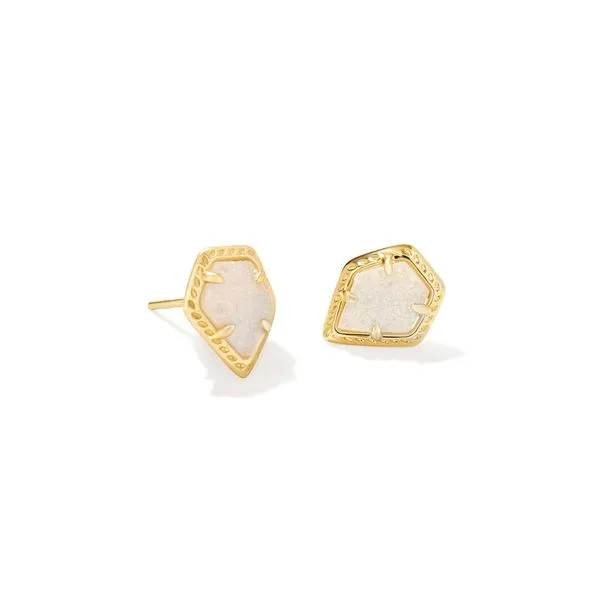KENDRA SCOTT FRAMED TESSA STUD EARRING GOLD WITH IRIDESCENT DRUSY Puckett's Fine Jewelry Benton, KY