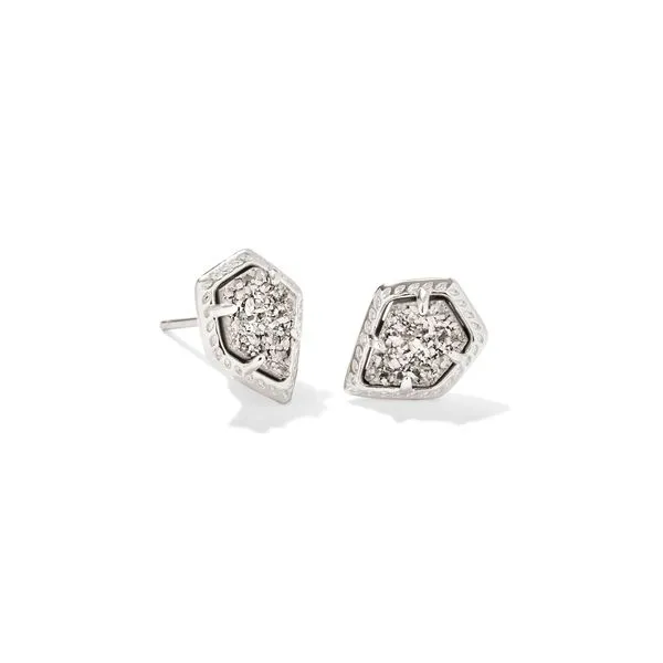 KENDRA SCOTT FRAMED TESSA STUD EARRING RHODIUM WITH PLATINUM DRUSY Puckett's Fine Jewelry Benton, KY