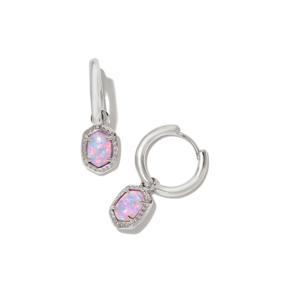 KENDRA SCOTT DAPHNE FRAMED HUGGIE EARRING - SILVER WITH LILAC OPAL Puckett's Fine Jewelry Benton, KY
