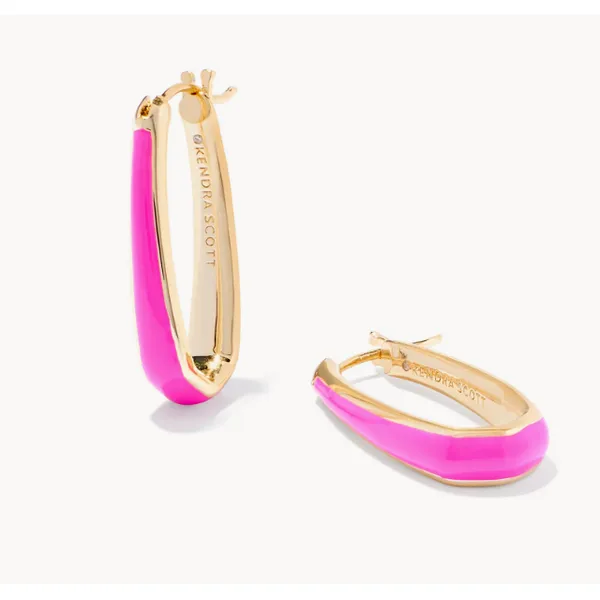 KENDRA SCOTT KELSEY HOOP EARRING GOLD TONE WITH PINK ENAMEL Puckett's Fine Jewelry Benton, KY