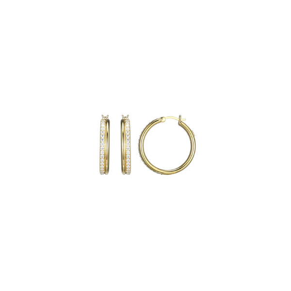 Elle Sterling Silver/Yellow Gold Plated Double-Row Hoop Earrings Puckett's Fine Jewelry Benton, KY