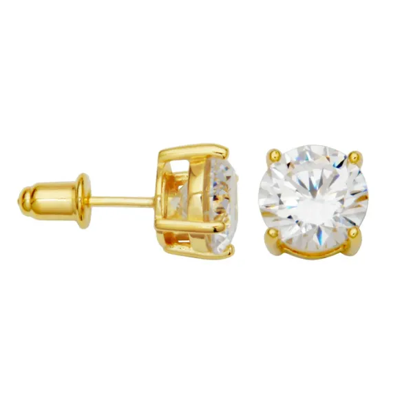 Elle Sterling Silver/Yellow Plated CZ Stud Earrings 10mm Puckett's Fine Jewelry Benton, KY