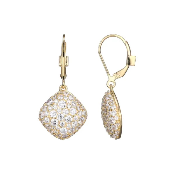 Elle Sterling Silver Silver/Gold Plated Pave Leverback Earrings Puckett's Fine Jewelry Benton, KY