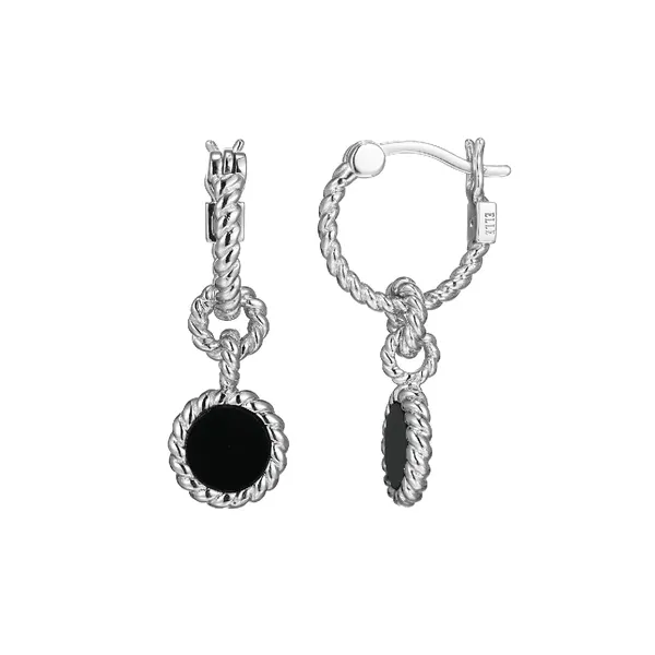 Elle Sterling Silver Rope Hoop With Black Agate Puckett's Fine Jewelry Benton, KY