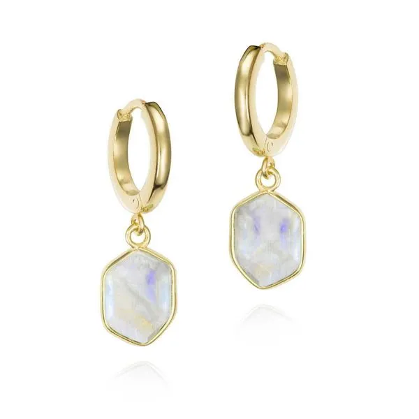 Jorge Revilla Geo Earrings in Silver with 18K Gold Vermeil with Rainbow Moonstones Puckett's Fine Jewelry Benton, KY