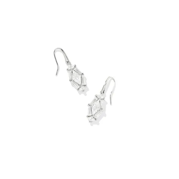 Kendra Scott Lindy Rae Lee Drop Earring, Rhodium with White Crystal Puckett's Fine Jewelry Benton, KY