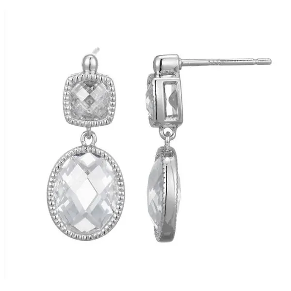 Elle Sterling Silver Essence Collection Checkerboard Cut Dangle Earring Puckett's Fine Jewelry Benton, KY