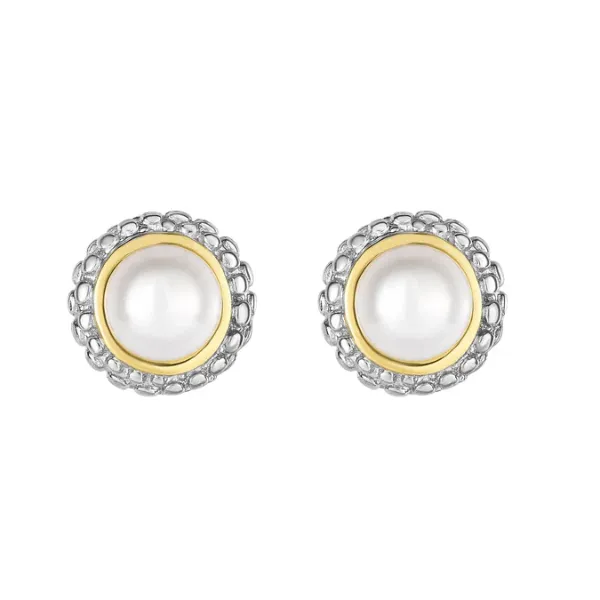 Phillip Gavriel Sterling Silver and 18K Freshwater Pearl Post Earrings Puckett's Fine Jewelry Benton, KY