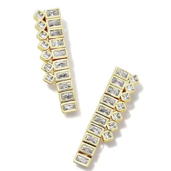 Kendra Scott Yellow Tone White CZ Tennis Linear Earring Puckett's Fine Jewelry Benton, KY