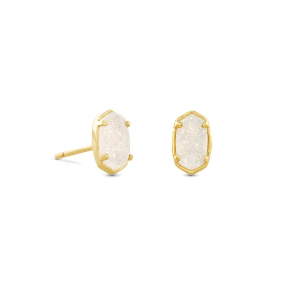 Kendra Scott Emilie Gold Stud Earrings in Iridescent Drusy Puckett's Fine Jewelry Benton, KY