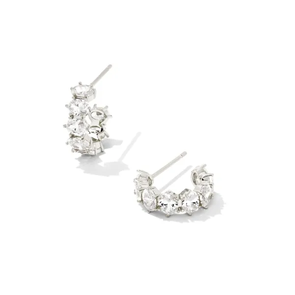 Kendra Scott Cailin Crystal Huggie Earring Silver Tone with White CZ Puckett's Fine Jewelry Benton, KY