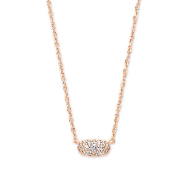 Kendra Scott Grayson Crystal Pendant Necklace Rose Gold Tone with White CZ Puckett's Fine Jewelry Benton, KY