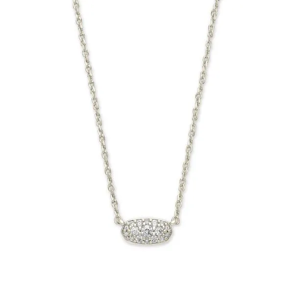 Kendra Scott Grayson Crystal Pendant Necklace Silver Tone with White CZ Puckett's Fine Jewelry Benton, KY