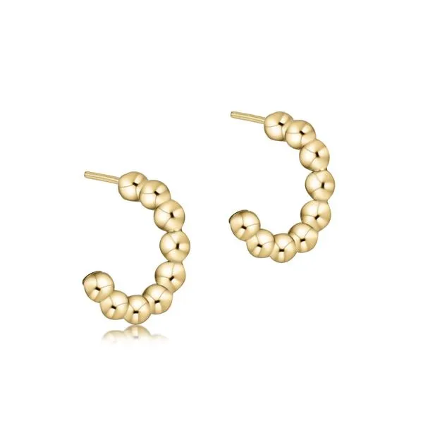 E NEWTON BEADED CLASSIC 1.25" POST HOOP - 4MM GOLD Puckett's Fine Jewelry Benton, KY