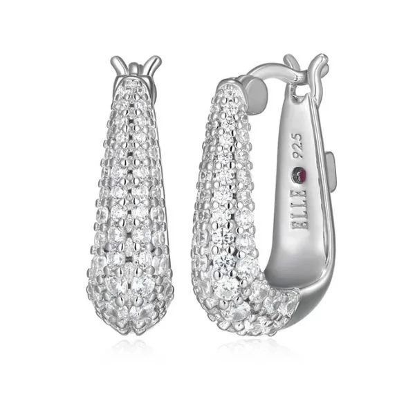 Elle Sterling Silver Square Hoops With Pave White Cubic Zirconia Puckett's Fine Jewelry Benton, KY