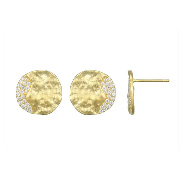 Sterling Silver ELLE "Galaxy" Yellow Gold-Plated White CZ 0.8mm Post Earrings Puckett's Fine Jewelry Benton, KY
